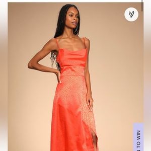 Beautiful Coral/Orange Satin Dress